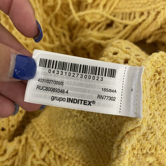 Zara Womens Sweater Top S Small Yellow Fringed Knit Sleeveless 4331/027 NWOT - Picture 6 of 13